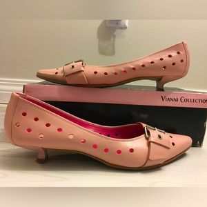 Light pink kitten heel pumps